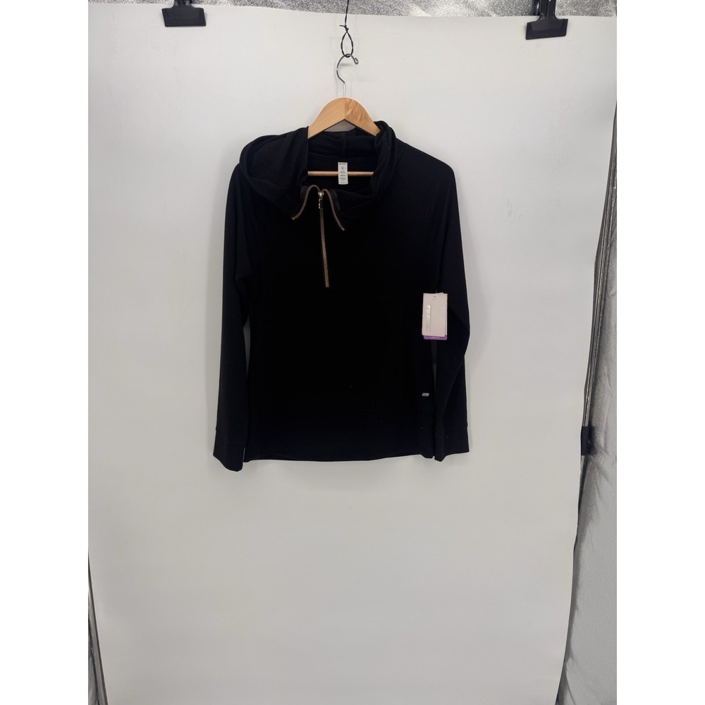 Marika Fit Black Cowl Neck Quarter Zip Hoodie Sweatshirt MLT2415Y Womens Medium